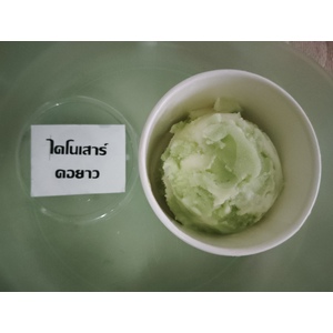 ภาพนี้แสดงถ้วยไอศกรีมขนาดเล็กวางอยู่บนถาดสีเขียวอ่อน 
ภายในถ้วยบรรจุไอศกรีมสีเขียวอ่อนสลับขาว ลักษณะเนื้อไอศกรีมดูเนียนและนุ่มนวล ซึ่งน่าจะเป็นรสชาติที่สดชื่น เช่น มะนาว เมล่อน หรือรสผลไม้เย็นบางชนิด
ทางด้านซ้ายของถ้วยมีป้ายกระดาษเล็ก ๆ ที่พิมพ์คำว่า
"ไดโนเสาร์คอยาว"